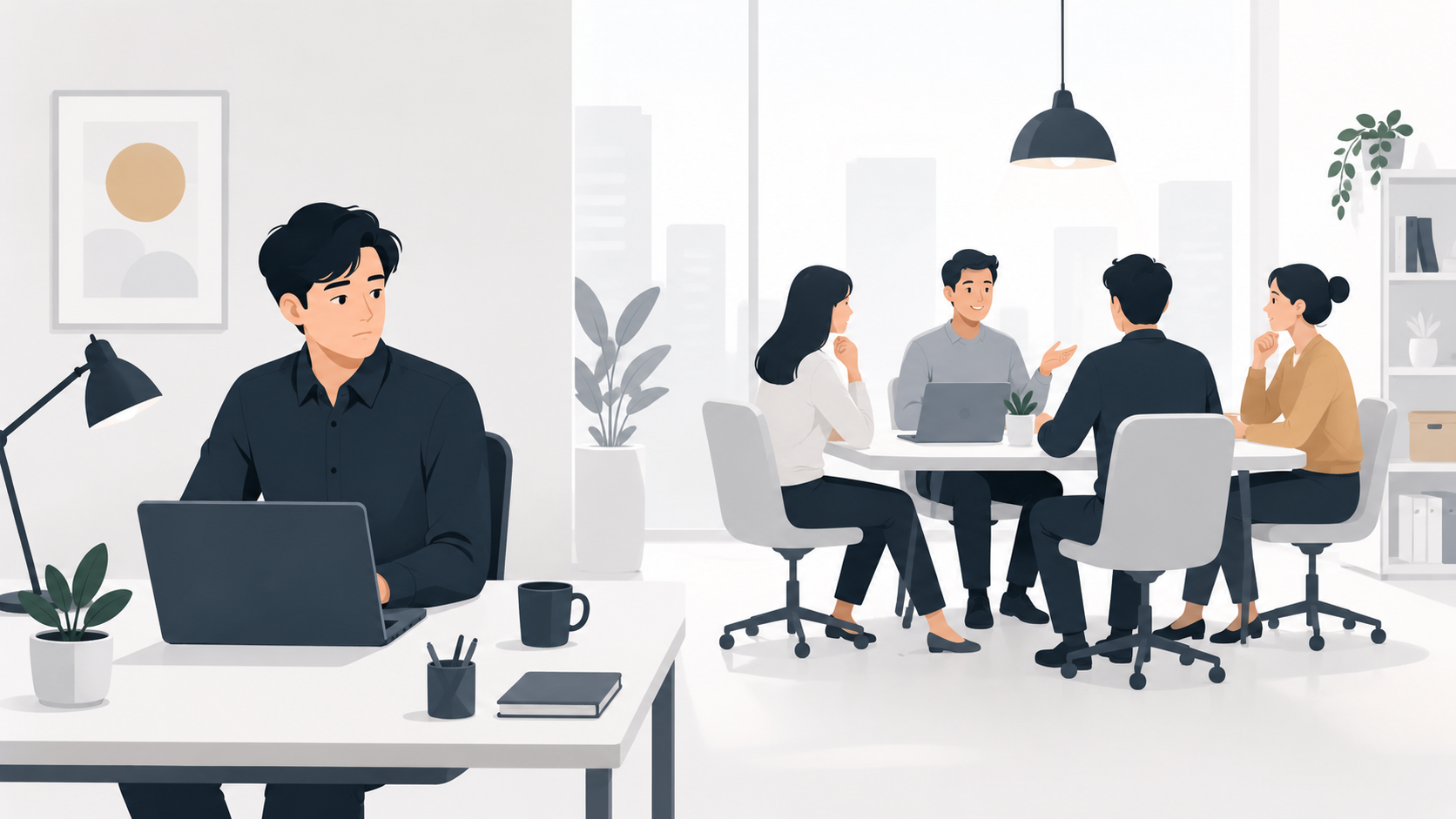 illustration of new employee experiencing workplace mismatch
