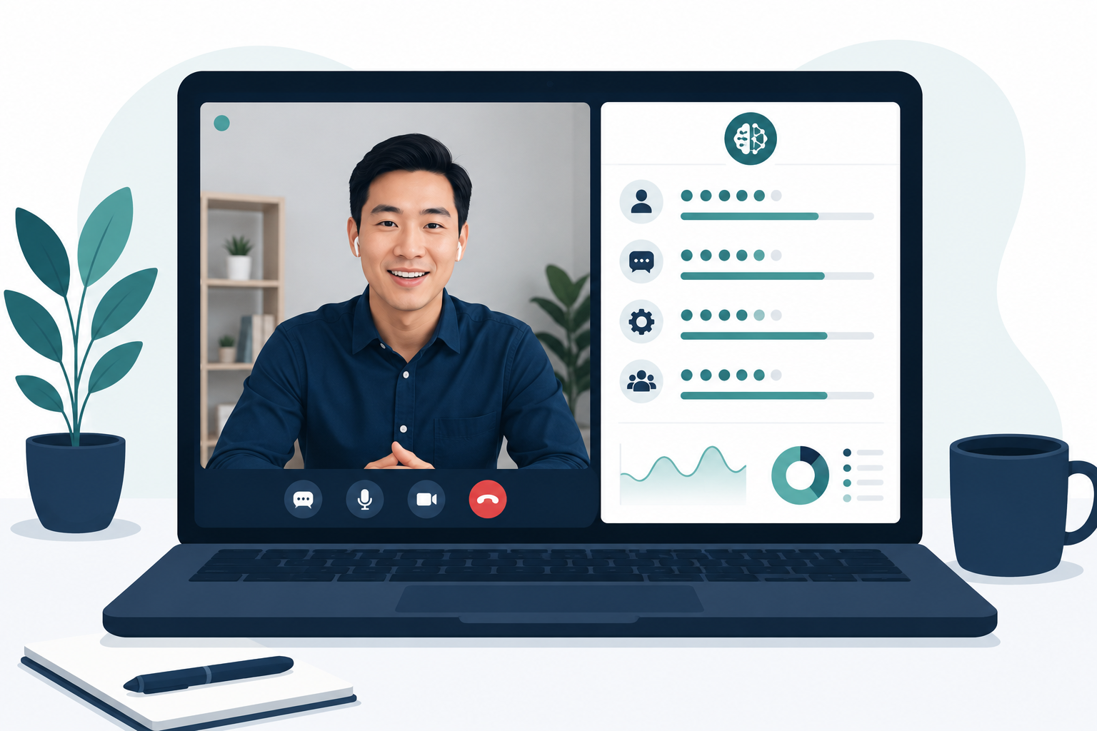 Ilustrasi AI video interview untuk evaluasi kandidat yang lebih terstruktur