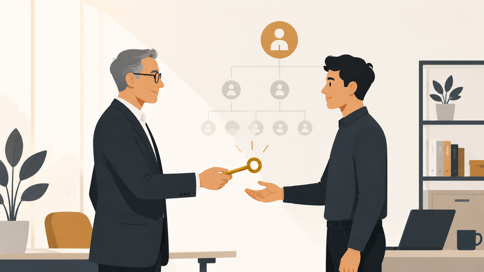 illustration of family business transitioning to professional management