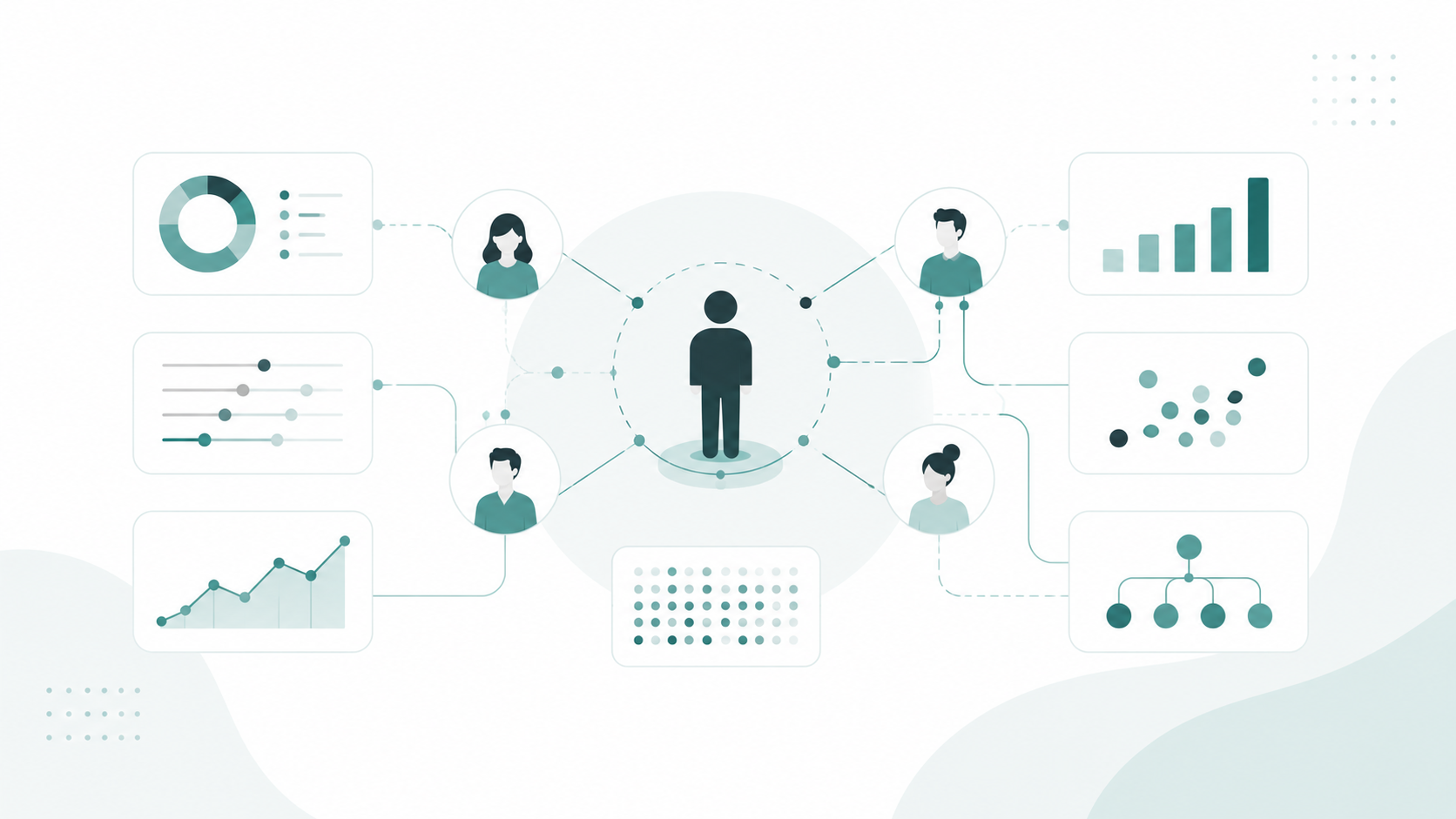 illustration of people analytics as people data supporting business decisions