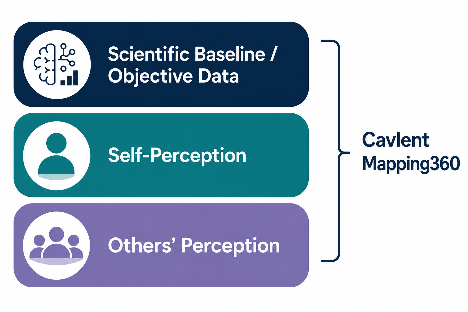 Infographic of three Mapping360 data layers: Scientific Baseline, Self-Perception, Others’ Perception
