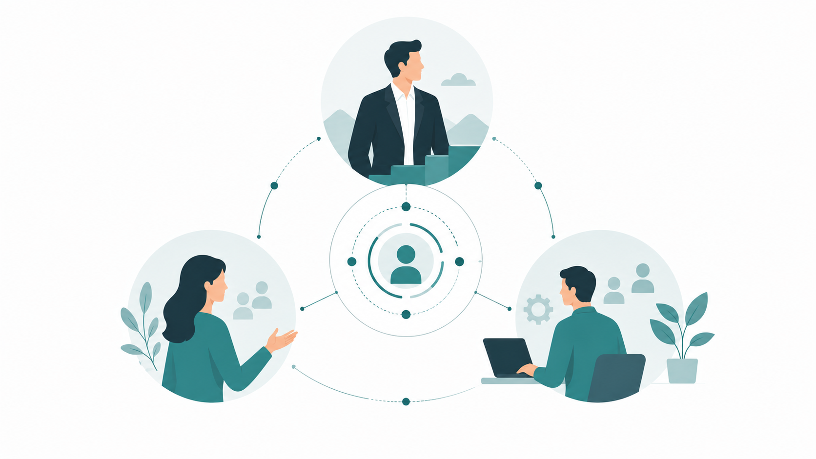 illustration of three behavioral mapping users: business owner, HR, and manager