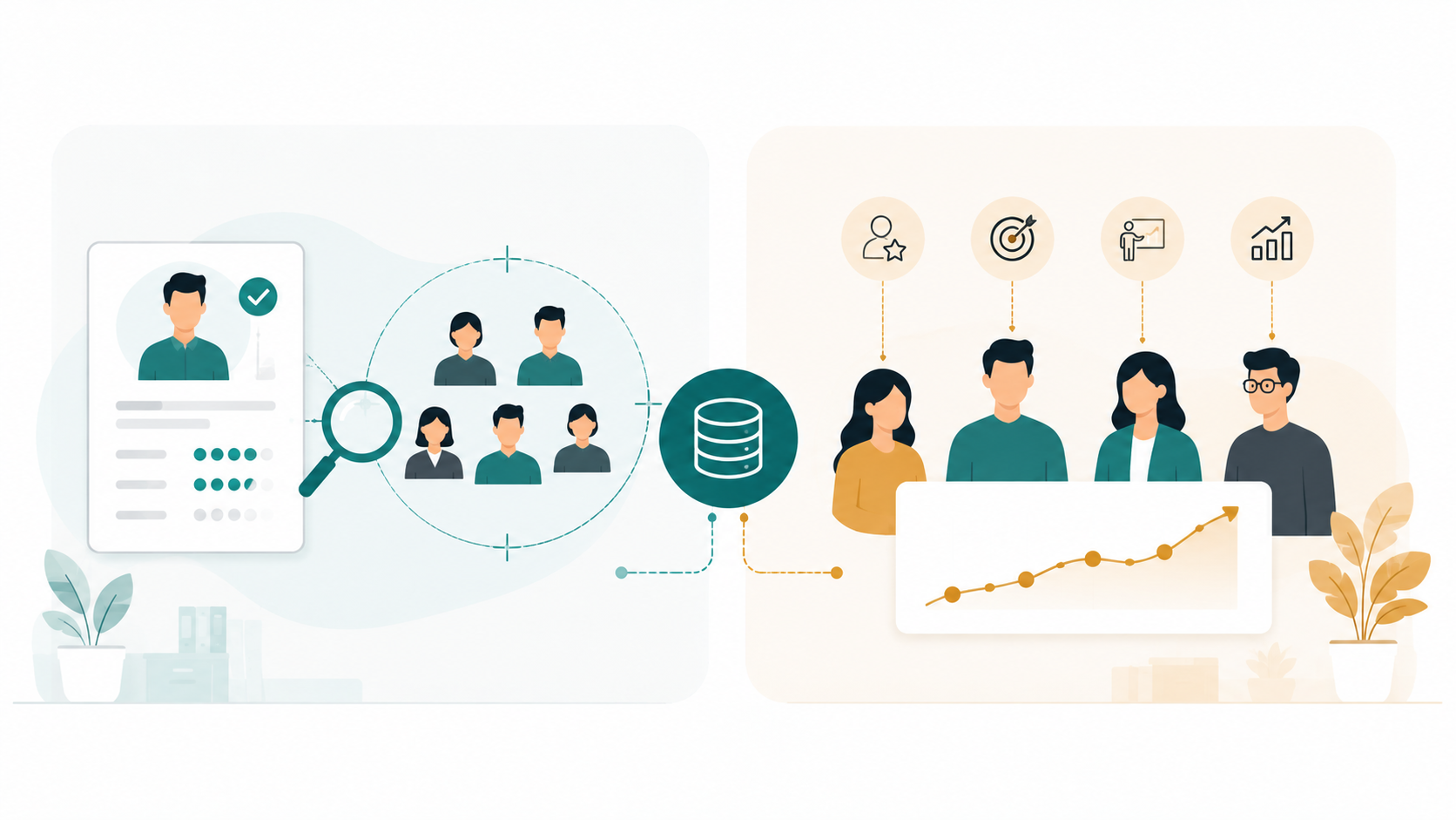 illustration of two uses of behavioral mapping: for new candidate hiring and existing team development