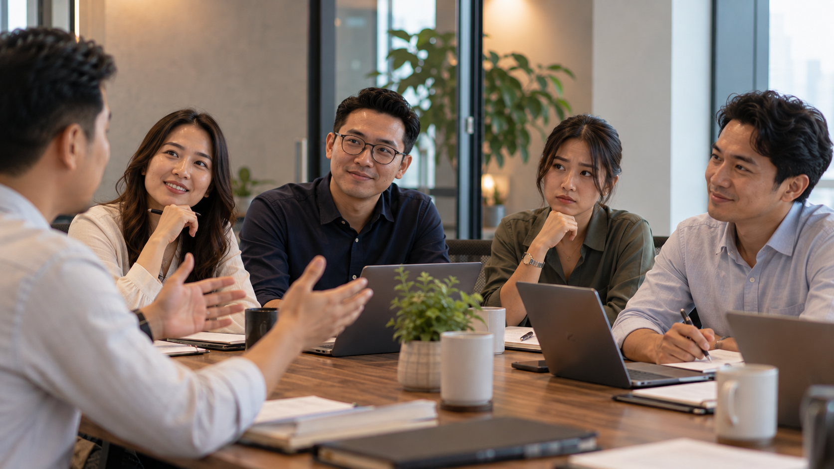 team appearing to agree in a meeting while holding unexpressed objections beneath the surface harmony